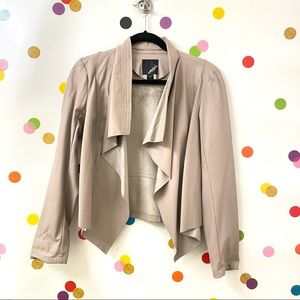 Drape Front Faux Leather Jacket size S Tan